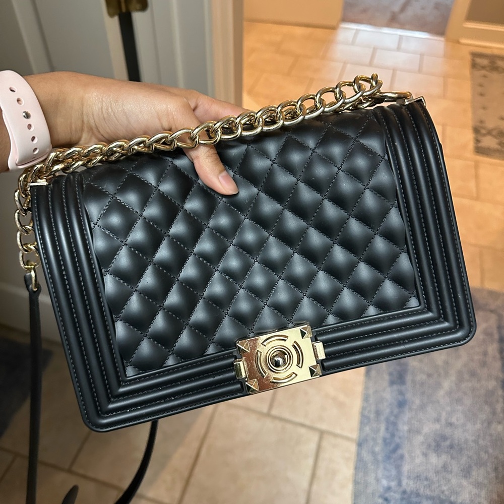 Black quilted purse